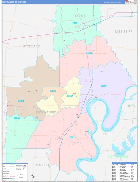 New Madrid County Digital Map Color Cast Style